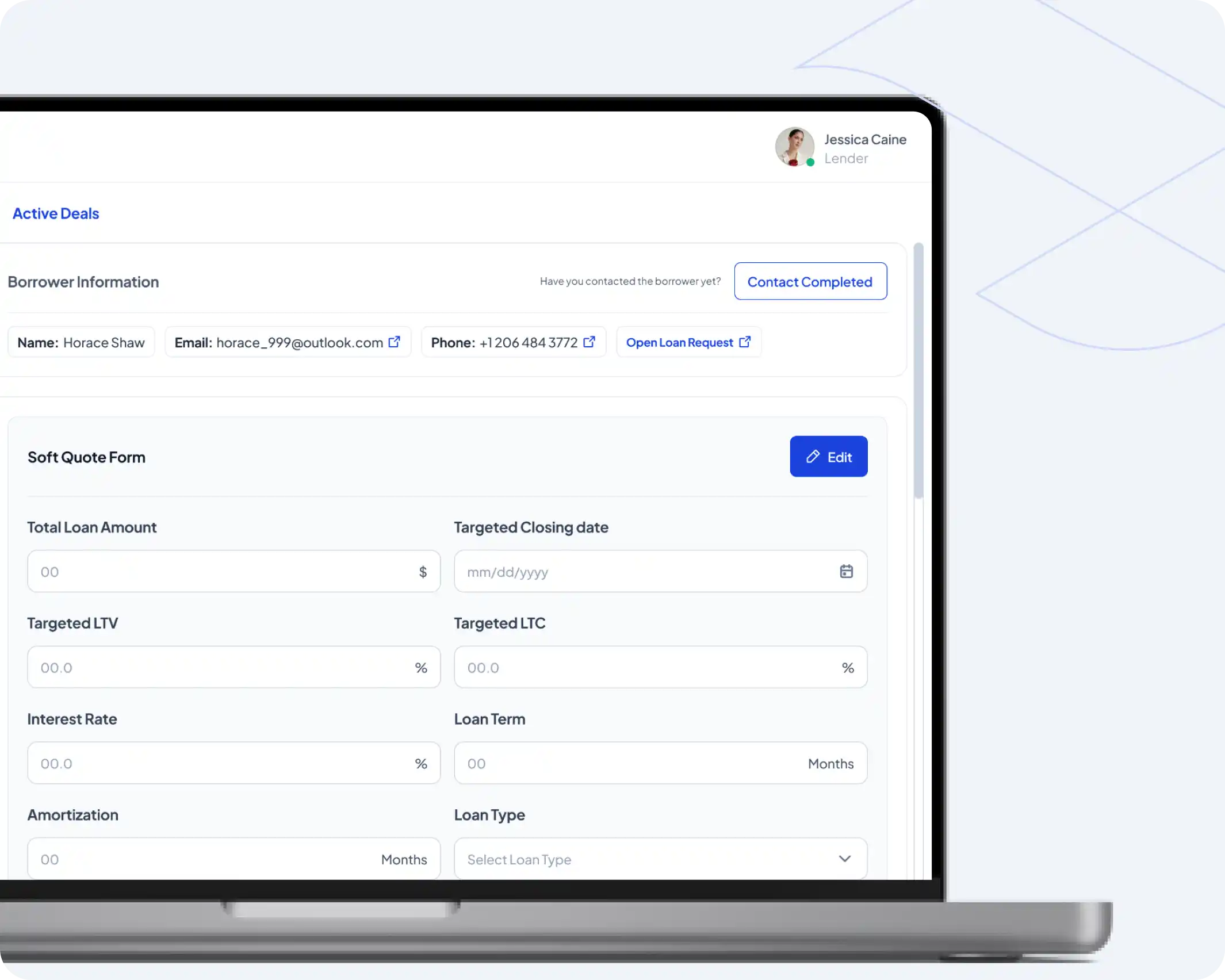 Lender Dashboard Preview